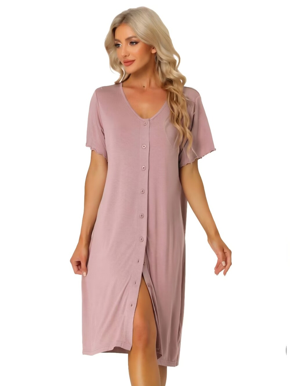 Cheibear Blush Pink Cozycore Coquette Lounge Nightgown NWT Soft Girl Sleep Dress
